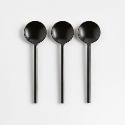 Crate & Barrel Black Metal Mini Appetizer Spoons, Set Of 3