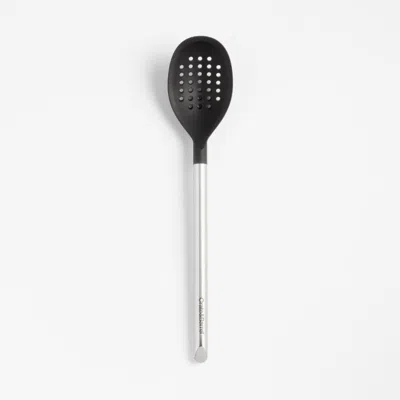 Crate & Barrel Black Silicone And Stainless Steel Deep Slotted Spoon