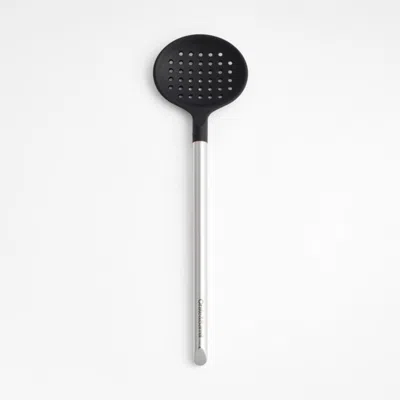 Crate & Barrel Black Silicone And Stainless Steel Slotted Spoon