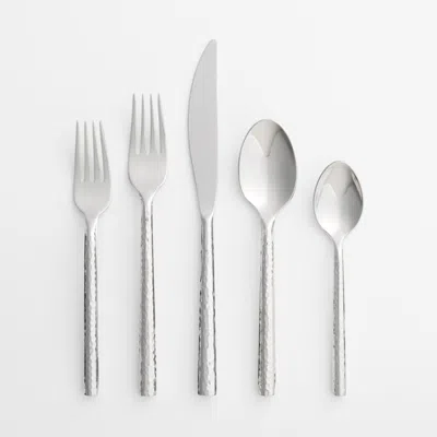 Crate & Barrel Boulder Mirror 20-piece Flatware Set In Silver