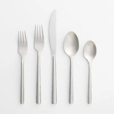 Crate & Barrel Boulder Satin 5-piece Flatware Place Setting In Silver