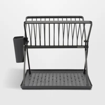 Crate & Barrel Brabantia Sinkside Foldable Dish Rack, Dark Grey In Gray