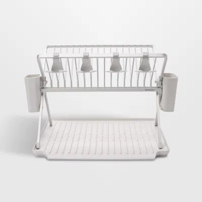 Crate & Barrel Brabantia Sinkside Foldable Dish Rack, Light Grey, Large In Gray