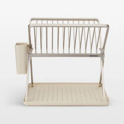 Crate & Barrel Brabantia Sinkside Soft Beige Foldable Dish Rack In Brown