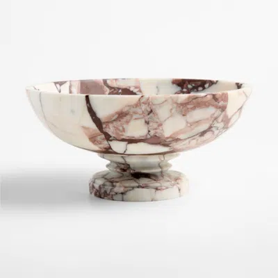 Crate & Barrel Burgundy Marble Footed Bowl In Multi