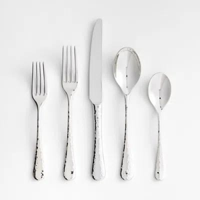 Crate & Barrel Caesna Texture 5-piece Flatware Place Setting In Silver
