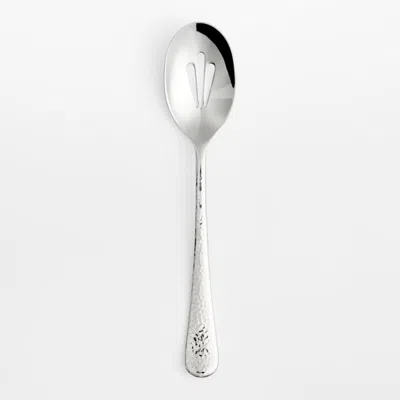Crate & Barrel Caesna Texture Slotted Serving Spoon In Silver