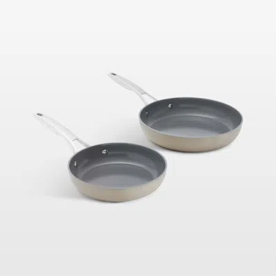 Crate & Barrel Calphalon ® Ceramic Nonstick Taupe 8" And 10" Fry Pan Set In Neutral