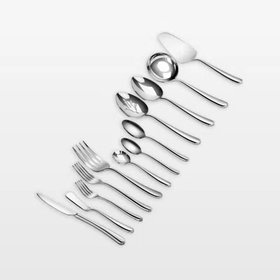 Crate & Barrel Cangshan Rain Ii Mirror 47-piece Flatware And Serveware Set In Silver