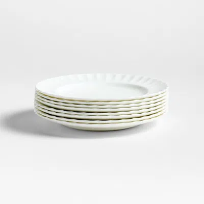 Crate & Barrel Capella White Bone China Salad Plates, Set Of 8