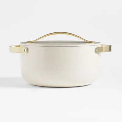 Crate & Barrel Caraway ® 6.5-qt. Cream Ceramic Nonstick Dutch Oven With Gold Hardware In Neutral