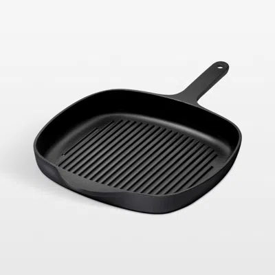 Crate & Barrel Caraway ® Charcoal Enameled Cast Iron 10.5" Grill Pan In Gray
