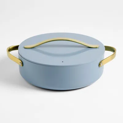 Crate & Barrel Caraway ® Cookware Plus 6-qt. Blue Lagoon Ceramic Nonstick Rondeau Pan With Gold Hardware