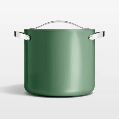 Crate & Barrel Caraway ® Cookware Plus Sage Ceramic 12-qt. Stock Pot With Lid In Green