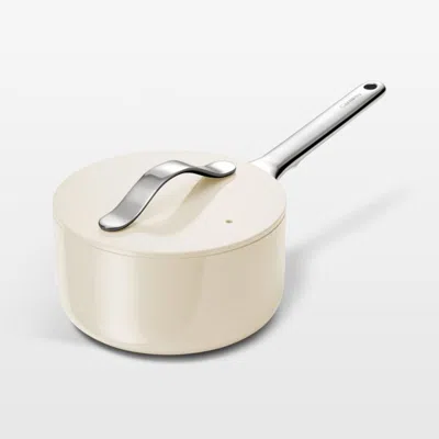 Crate & Barrel Caraway ® Cream 1.75-qt. Ceramic Nonstick Mini Saucepan In Neutral