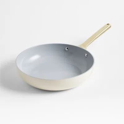 Crate & Barrel Caraway ® Cream Ceramic Nonstick 10.5" Fry Pan With Gold Hardware In White