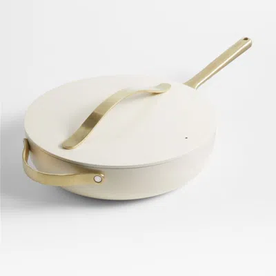 Crate & Barrel Caraway ® Cream Ceramic Nonstick 4.5-qt. Sauté Pan With Gold Hardware In Neutral