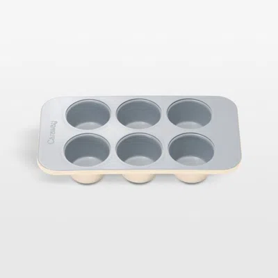 Crate & Barrel Caraway ® Cream Ceramic Nonstick 6-cup Muffin Pan In Off White
