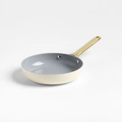 Crate & Barrel Caraway ® Cream Ceramic Nonstick 8" Mini Fry Pan With Gold Hardware In Neutral