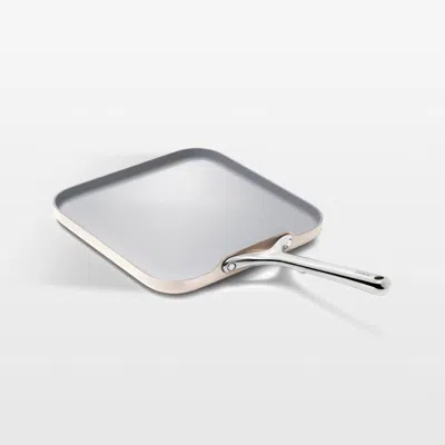 Crate & Barrel Caraway ® Cream Ceramic Nonstick Square Griddle Pan In Silver