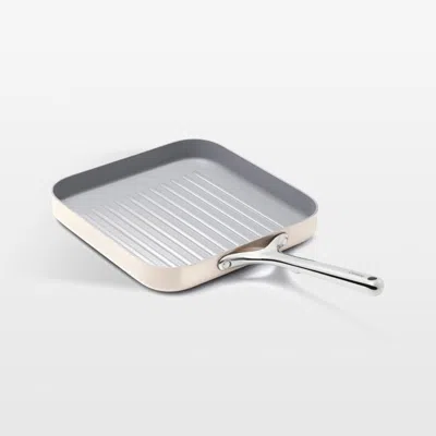 Crate & Barrel Caraway ® Cream Ceramic Nonstick Square Grill Pan In Silver