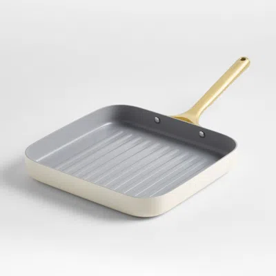 Crate & Barrel Caraway ® Cream Ceramic Nonstick Square Grill Pan With Gold Hardware In Neutral