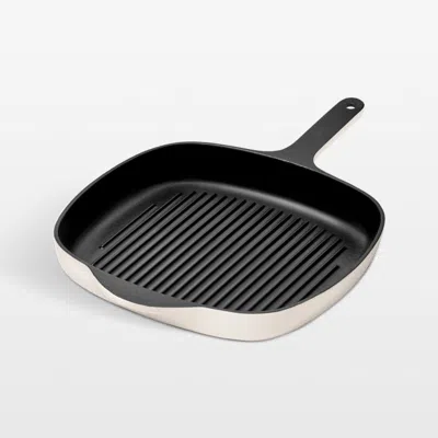 Crate & Barrel Caraway ® Cream Enameled Cast Iron 10.5" Grill Pan In Black