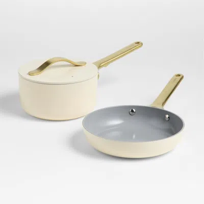Crate & Barrel Caraway ® Cream Mini Cookware Duo With Gold Hardware In Neutral
