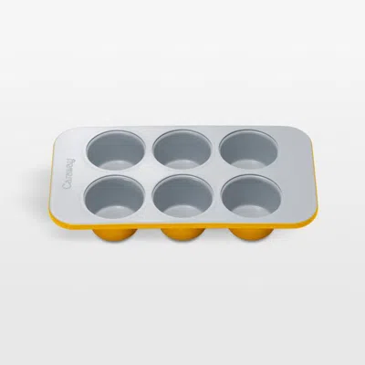 Crate & Barrel Caraway ® Marigold Ceramic Nonstick 6-cup Muffin Pan In Yellow