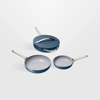 Crate & Barrel Caraway ® Navy Ceramic Nonstick 4-piece Fry Pan Cookware Set In Blue