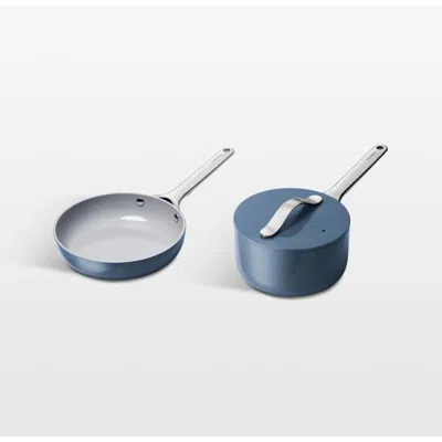 Crate & Barrel Caraway ® Navy Ceramic Nonstick Mini Fry Pan & Sauce Pan Cookware Duo In Blue