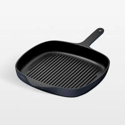 Crate & Barrel Caraway ® Navy Enameled Cast Iron 10.5" Grill Pan In Black