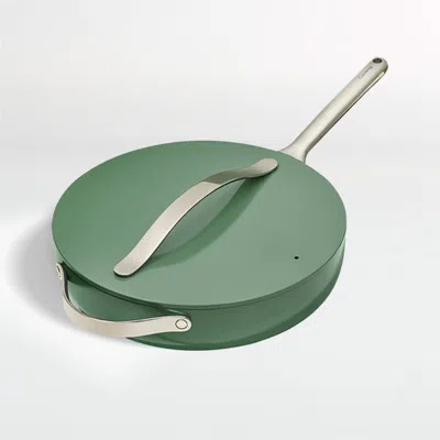 Crate & Barrel Caraway ® Sage Ceramic Nonstick 4.5-qt. Sauté Pan In Green