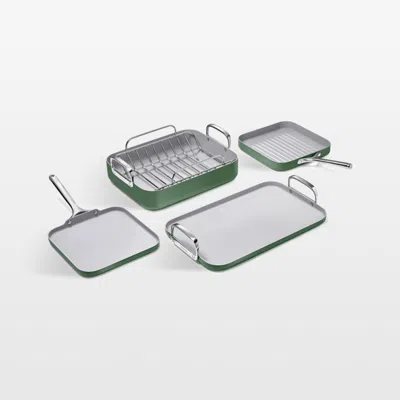 Crate & Barrel Caraway ® Sage Ceramic Nonstick 7-piece Cookware Set In Green