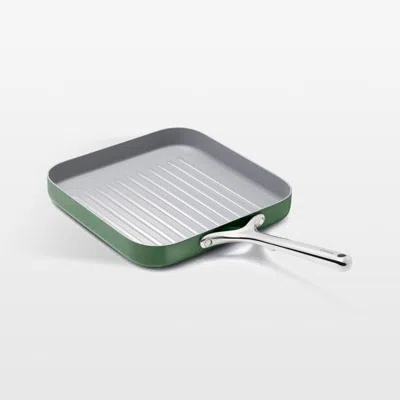 Crate & Barrel Caraway ® Sage Ceramic Nonstick Square Grill Pan In Green