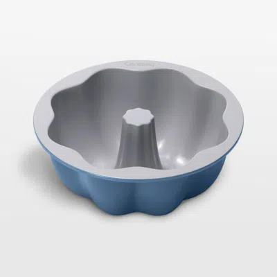 Crate & Barrel Caraway ® Slate 9.5" Ceramic Nonstick Fluted Cake Pan In Blue