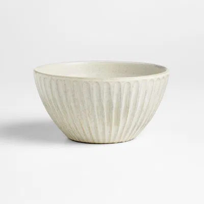 Crate & Barrel Carmel Ceramic Cereal Bowl With Exterior Ridges By Gaby Dalkin In White