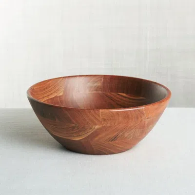 Crate & Barrel Carson 12" Acacia Wood Salad Serving Bowl In Brown