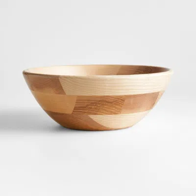 Crate & Barrel Carson 12" Ash Wood Salad Serving Bowl In Brown
