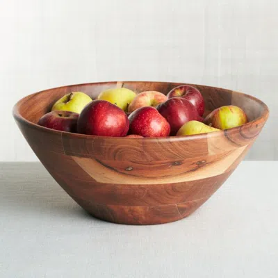Crate & Barrel Carson 14.75" Acacia Wood Salad Serving Bowl In Brown