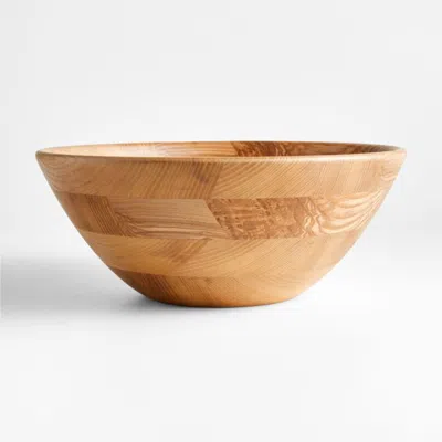 Crate & Barrel Carson 14.75" Ash Wood Salad Serving Bowl In Brown