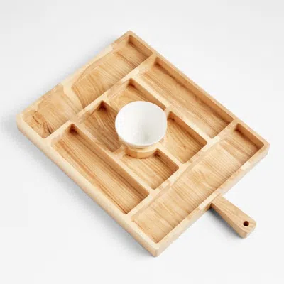 Crate & Barrel Carson Ash Large Serving Board With Marin Mini Bowl In Neutral