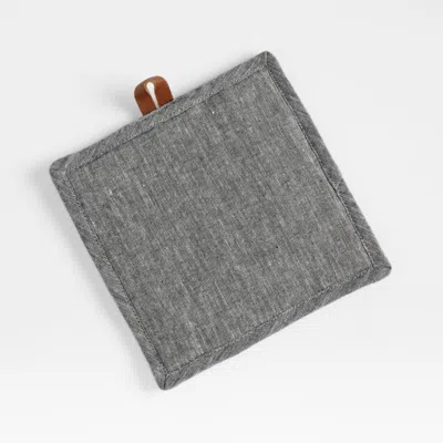 Crate & Barrel Chambray Organic Cotton Pot Holder In Gray