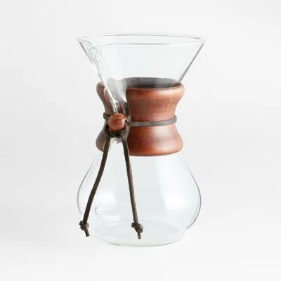 Crate & Barrel Chemex® 6-cup Glass Pour-over Coffee Maker With Dark Wood Collar In Brown