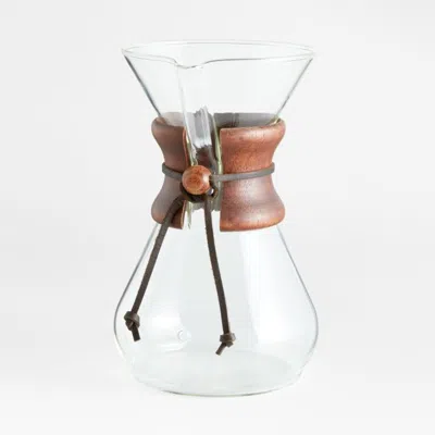 Crate & Barrel Chemex® 8-cup Glass Pour-over Coffee Maker With Dark Wood Collar In Brown