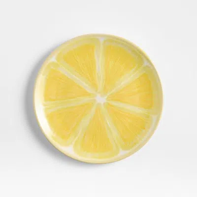 Crate & Barrel Citrus Stoneware Salad Plate In Yellow