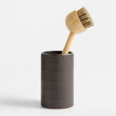 Crate & Barrel Clean By Crate Driftwood Ceramic Dish Brush Holder In Brown