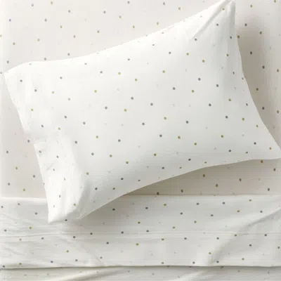 Crate & Barrel Comfy Tee Cool Multicolor Dot 100% Organic Cotton Jersey Kids Twin Sheet Set