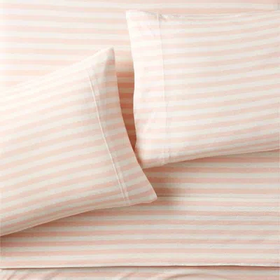 Crate & Barrel Comfy Tee Pink Stripe 100% Organic Cotton Jersey Kids Full Sheet Set In Pattern