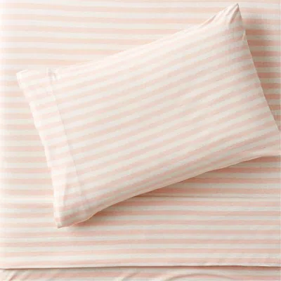 Crate & Barrel Comfy Tee Pink Stripe 100% Organic Cotton Jersey Kids Twin Sheet Set